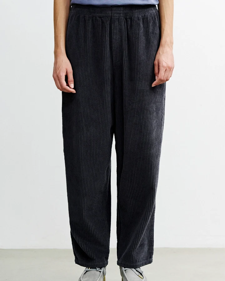 Rotholz Damen vegan Hose Mit Weitem Bein Aus Cord Anthrazit