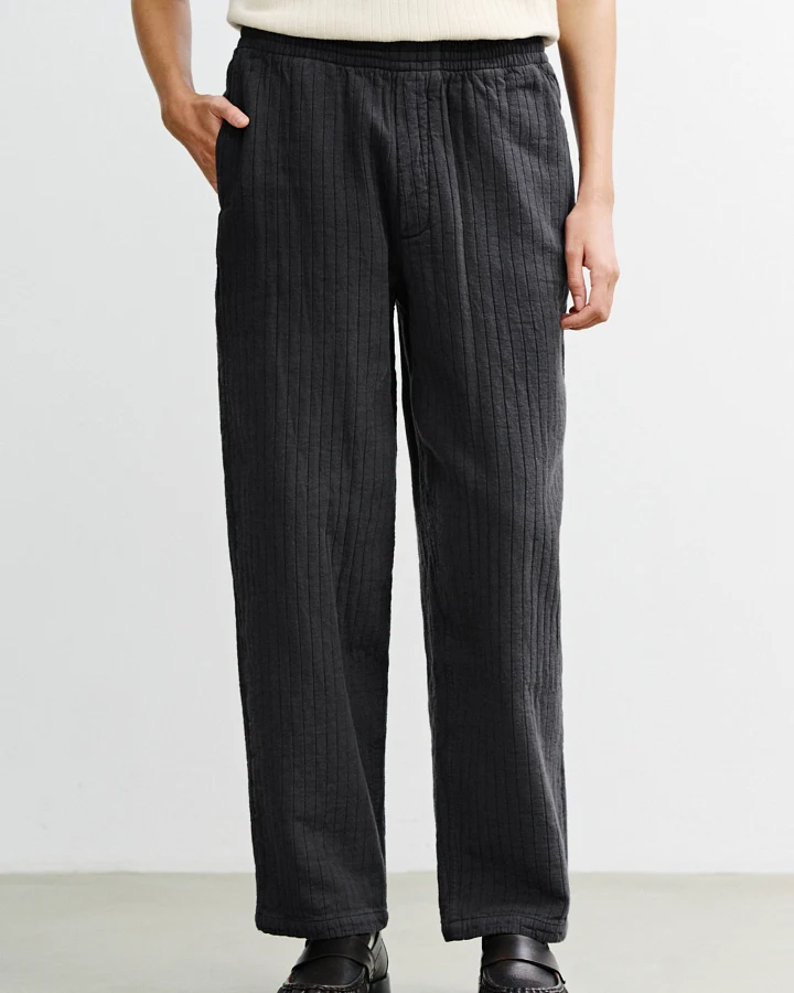 Rotholz Damen vegan Hose Mit Weitem Bein Gerippt Anthrazit
