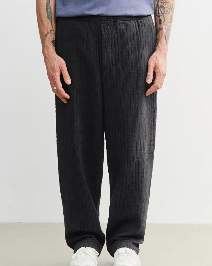 Rotholz Herren vegan Hose Mit Weitem Bein Gerippt Anthrazit