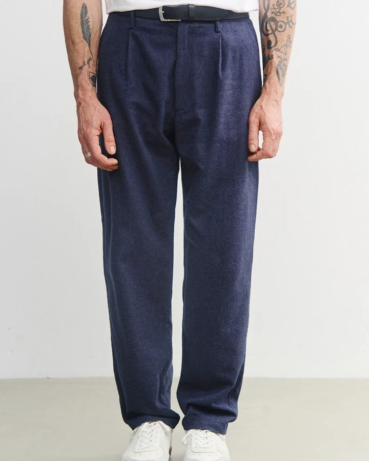 Rotholz Herren vegan Alltags-Flanellhose Dunkelblau