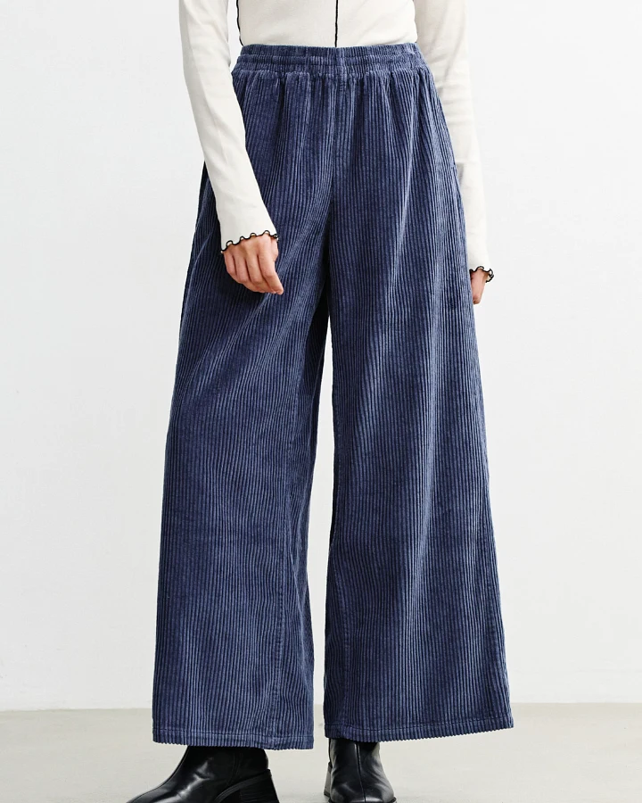 Rotholz Damen vegan Hose Aus Cord Ausgestellt Aschblau
