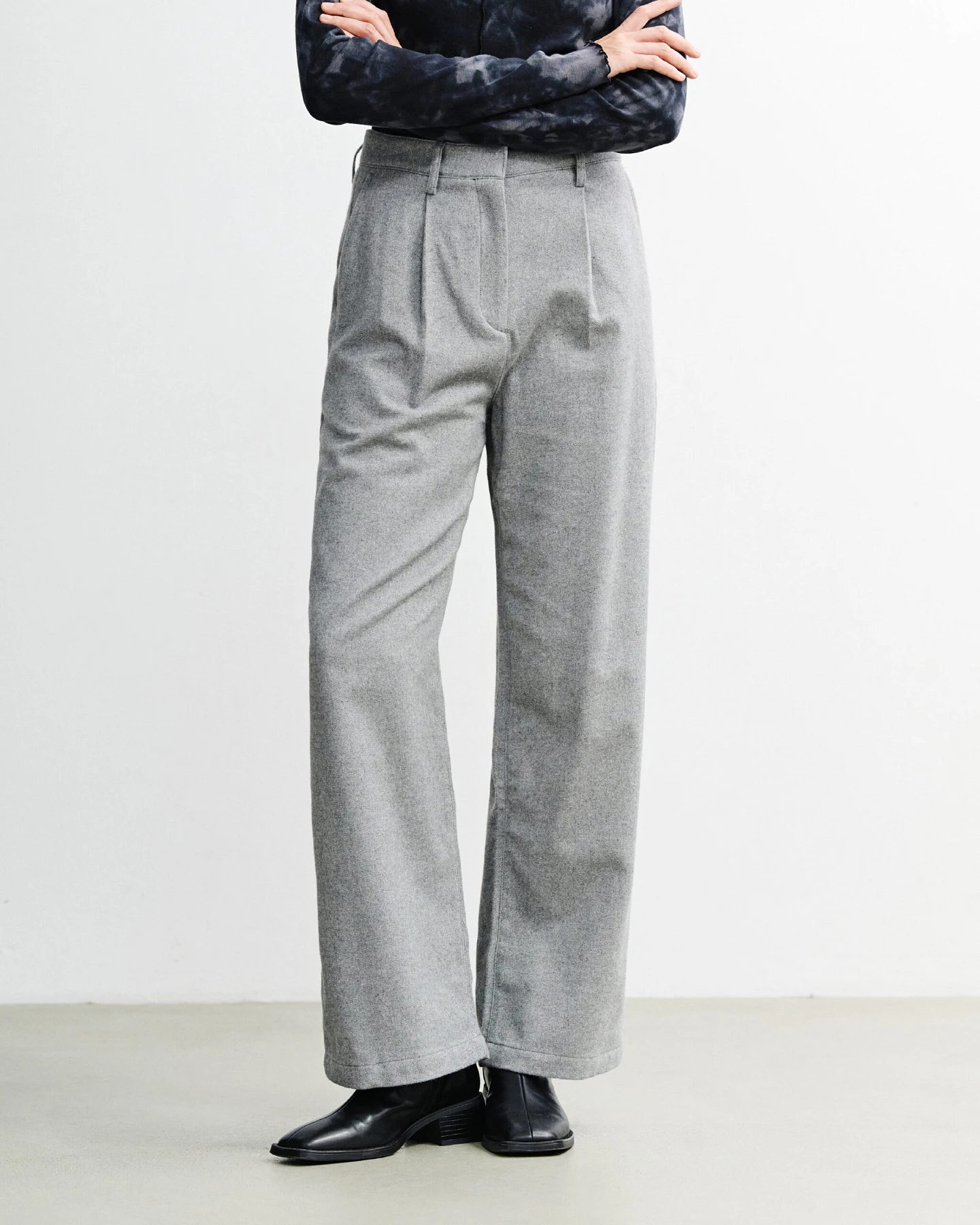 Rotholz Damen vegan Hose Mit Hoher Taille Aus Flanell Hellgrau – Ansicht 2
