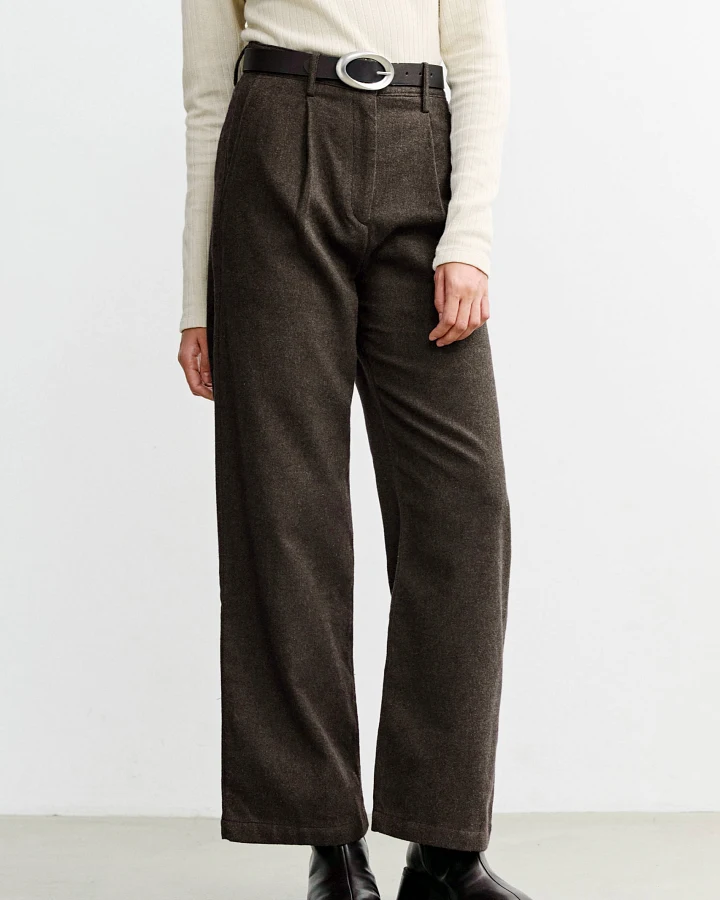 Rotholz Damen vegan Hose Mit Hoher Taille Aus Flanell Braun