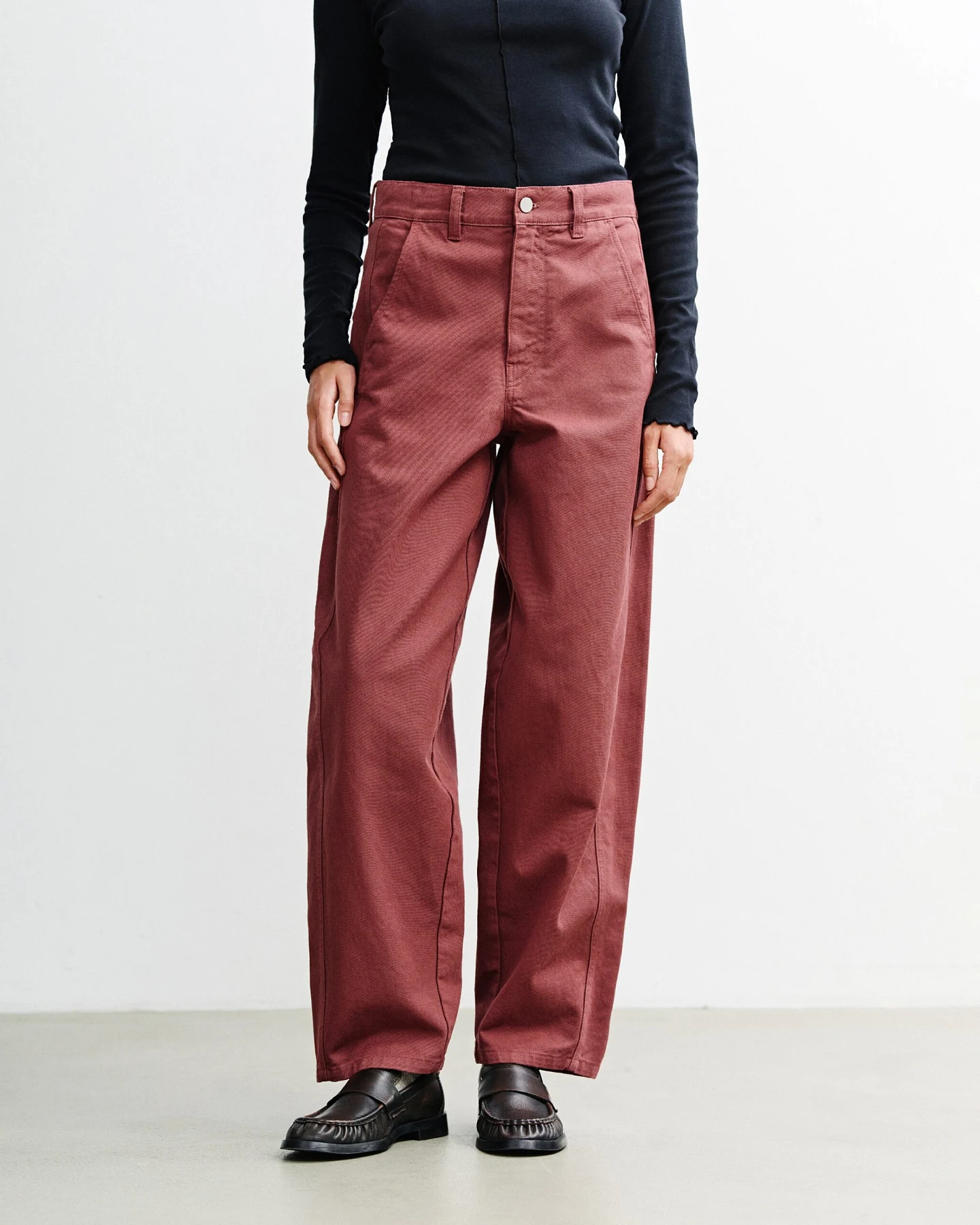Rotholz Damen vegan Hose Barrel Leg Rot – Ansicht 2