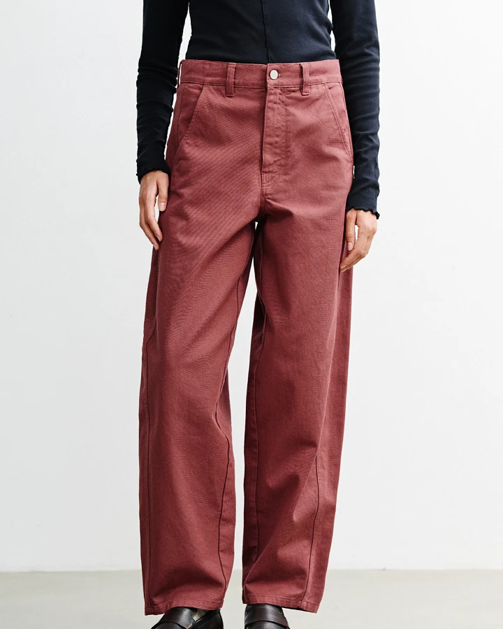 Rotholz Damen vegan Hose Barrel Leg Rot