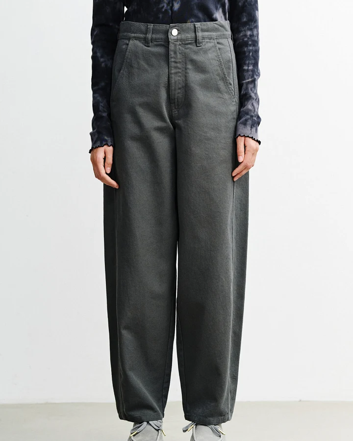 Rotholz Damen vegan Hose Barrel Leg Grau
