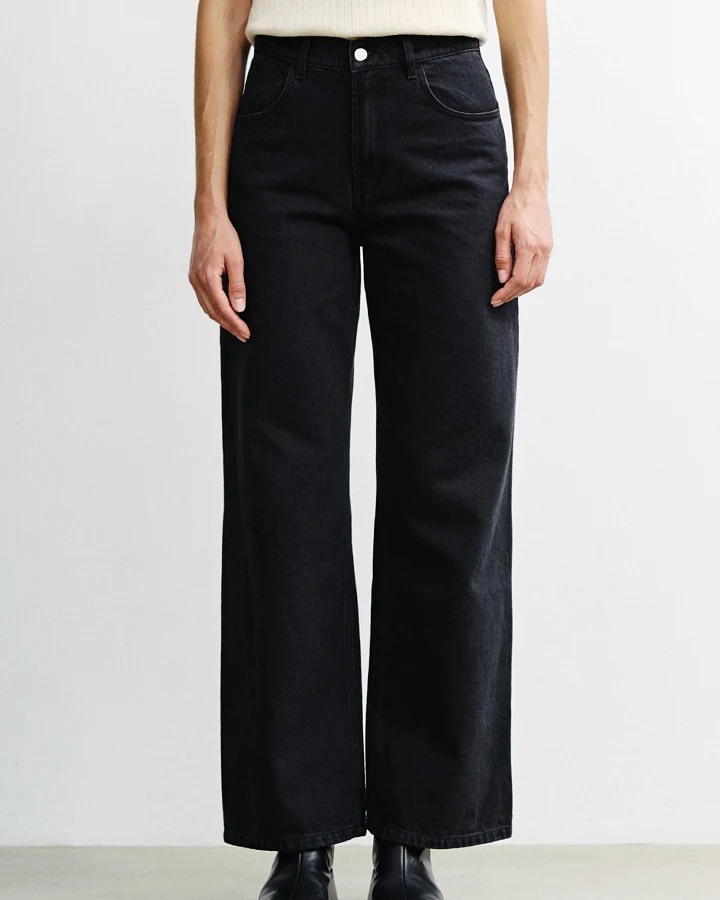 Rotholz Damen vegan Jeans Mit Ausgestelltem Bein Schwarz