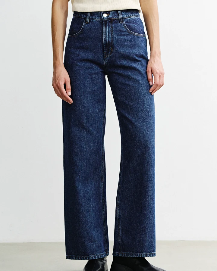 Rotholz Damen vegan Jeans Mit Ausgestelltem Bein, Dunkelblau