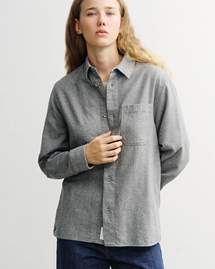 Rotholz Damen vegan Flanellhemd Hellgrau