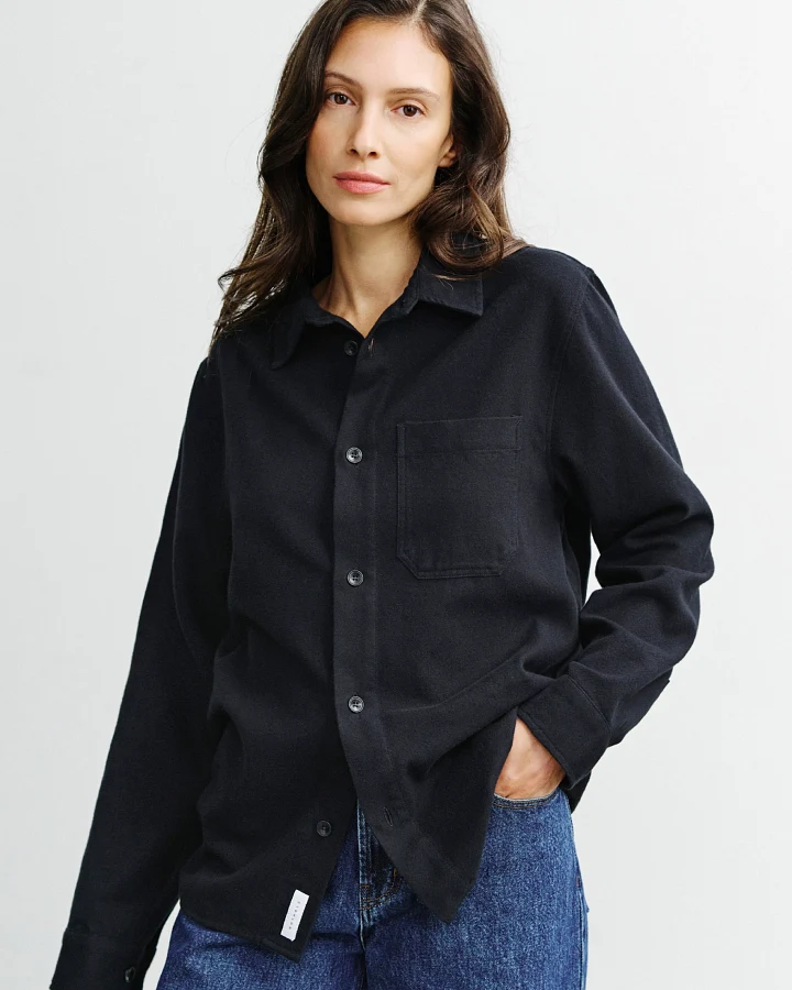 Rotholz Damen vegan Flanellhemd Schwarz