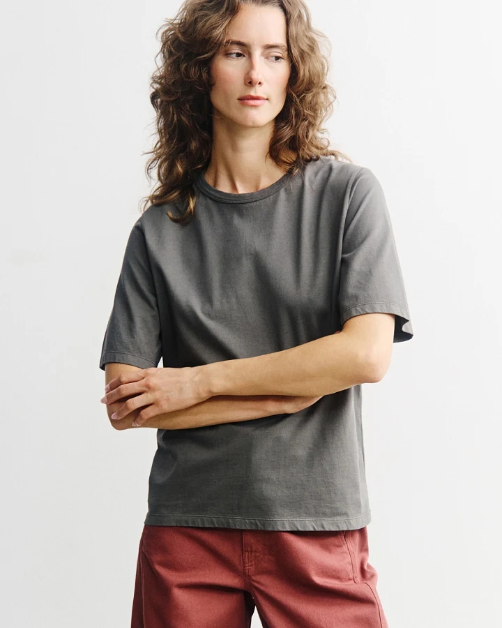 Rotholz Damen vegan T-Shirt Aus Piqué Grau