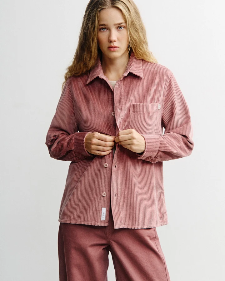 Rotholz Damen vegan Hemd Aus Cord Rosa
