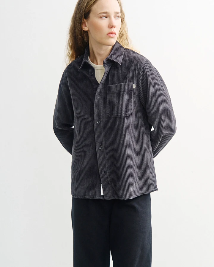 Rotholz Damen vegan Hemd Aus Cord Anthrazit