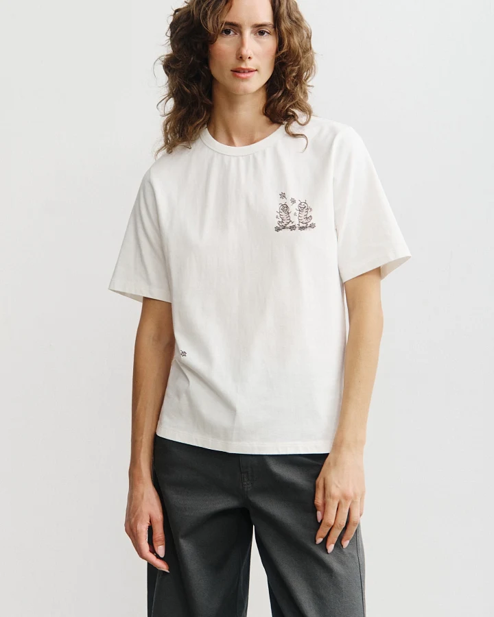 Rotholz Damen vegan T-Shirt Caterpillar Weiß