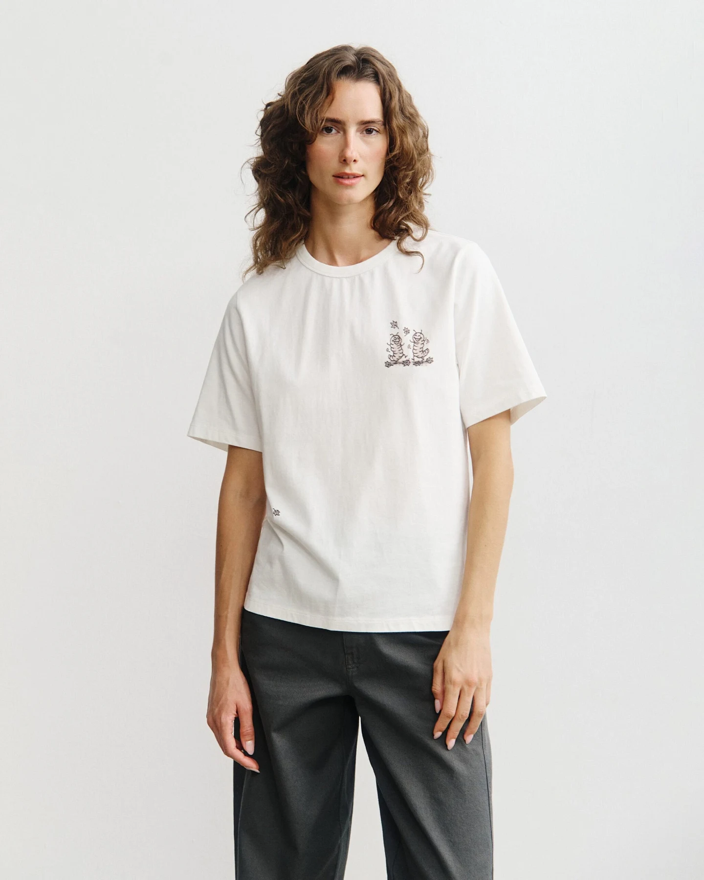 Rotholz Damen vegan T-Shirt Caterpillar Weiß – Ansicht 2