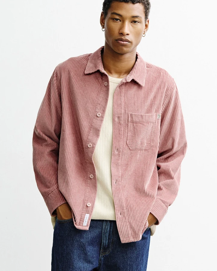 Rotholz Herren vegan Hemd Aus Cord Rosa