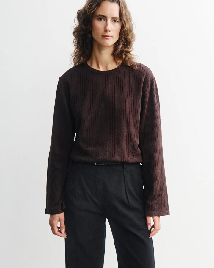 Rotholz Damen vegan Langarm Shirt Oversize Braun