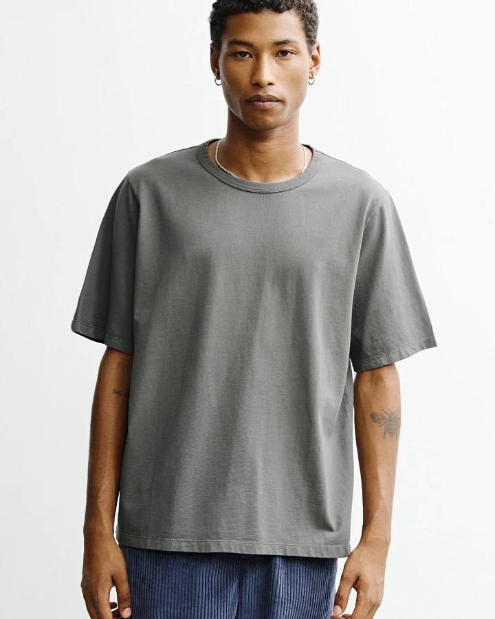 Rotholz Herren vegan T-Shirt Aus Piqué Grau