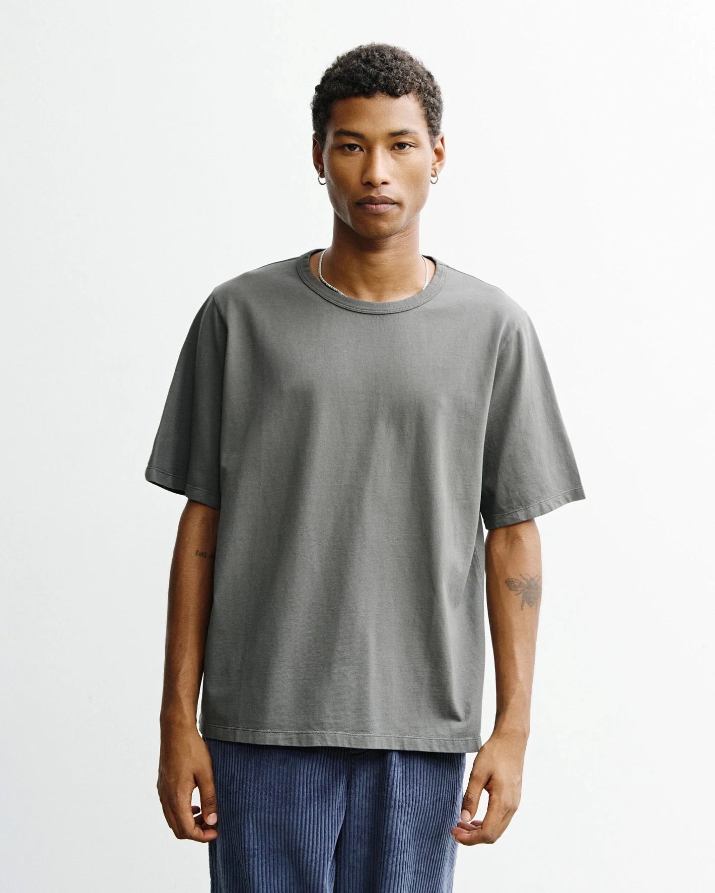 Rotholz Herren vegan T-Shirt Aus Piqué Grau – Ansicht 2