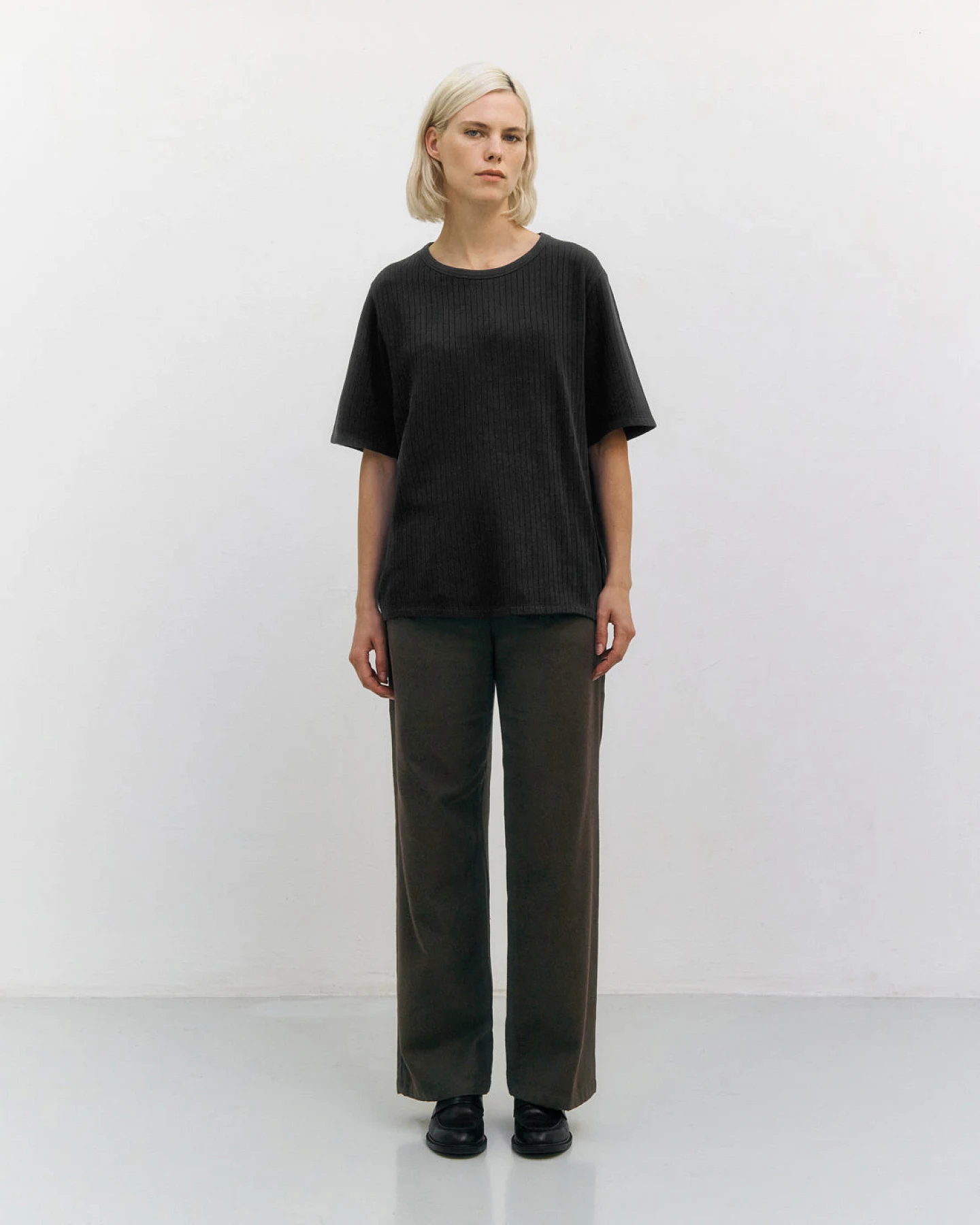 Rotholz Damen vegan T-Shirt Gerippt Schwarz – Ansicht 2