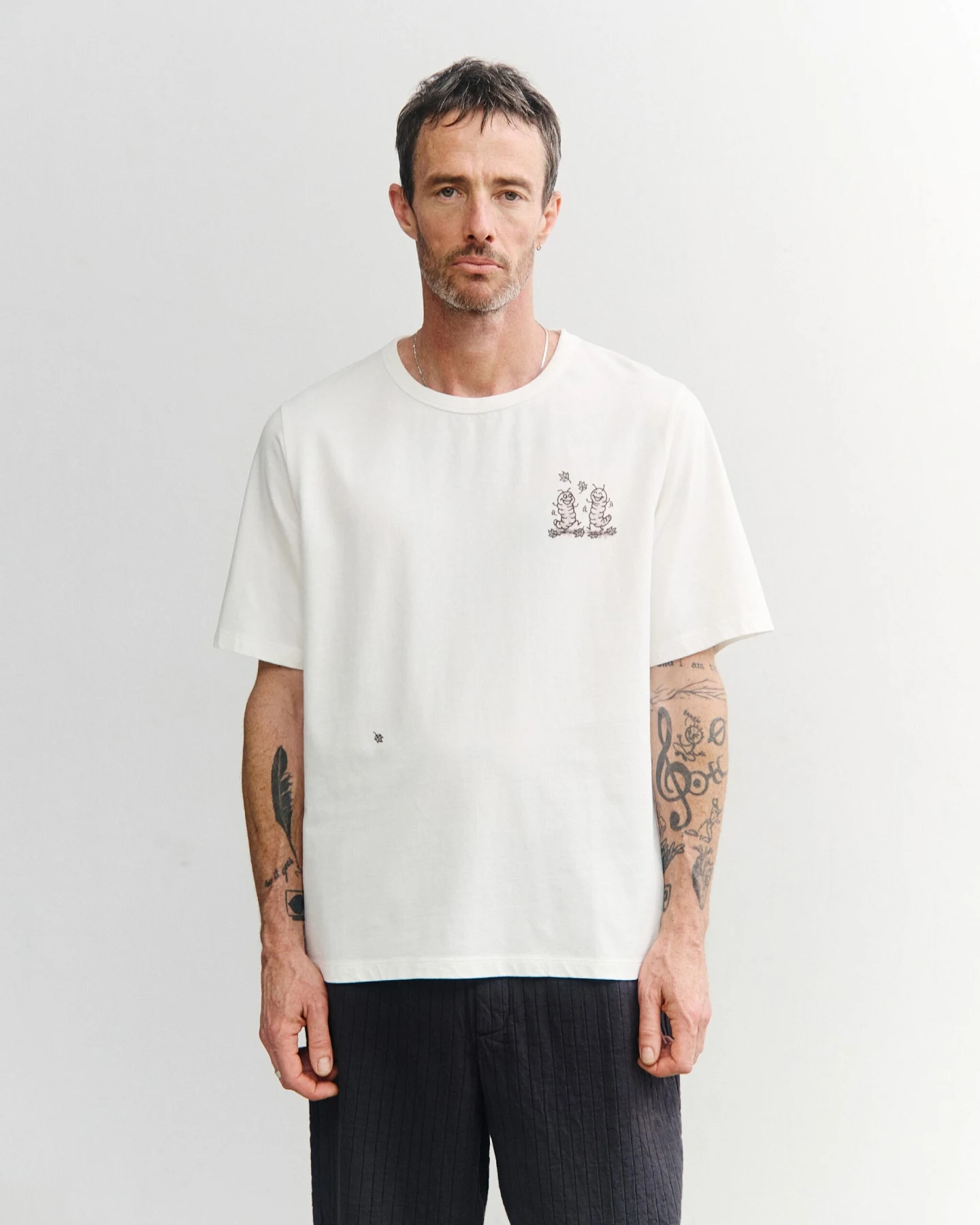 Rotholz Herren vegan T-Shirt Caterpillar Weiß – Ansicht 2