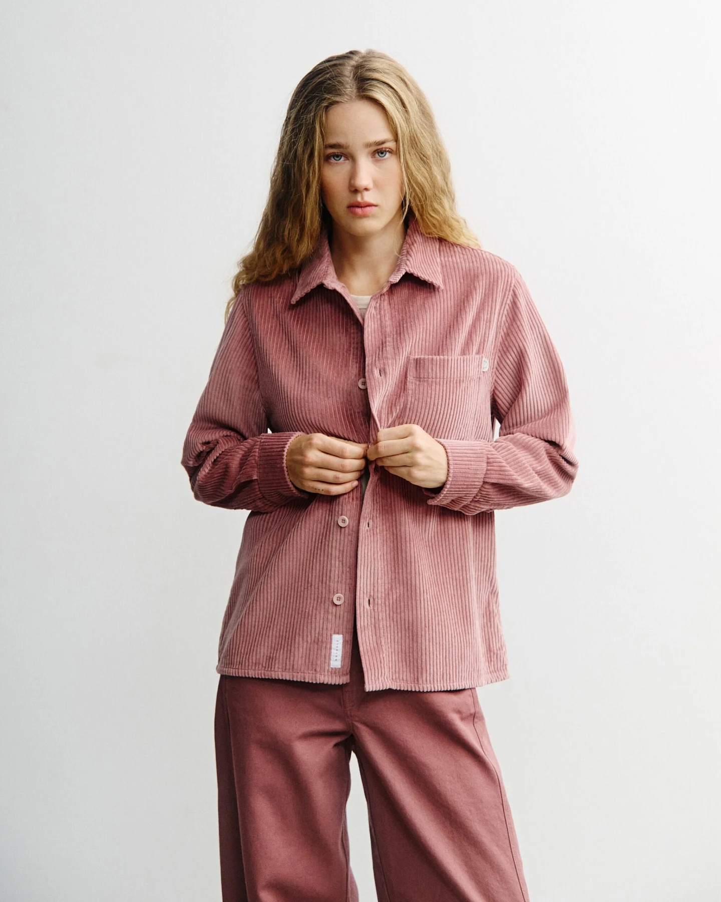 Rotholz Damen vegan Hemd Aus Cord Rosa – Ansicht 2
