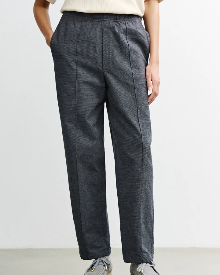 Rotholz Damen vegan Weite Hose Mit Falten Grau Meliert