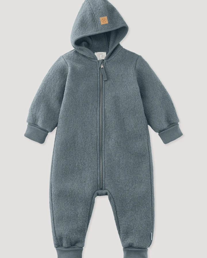 hessnatur Baby Walkoverall aus Bio-Merinowolle - blau - Größe 50/56