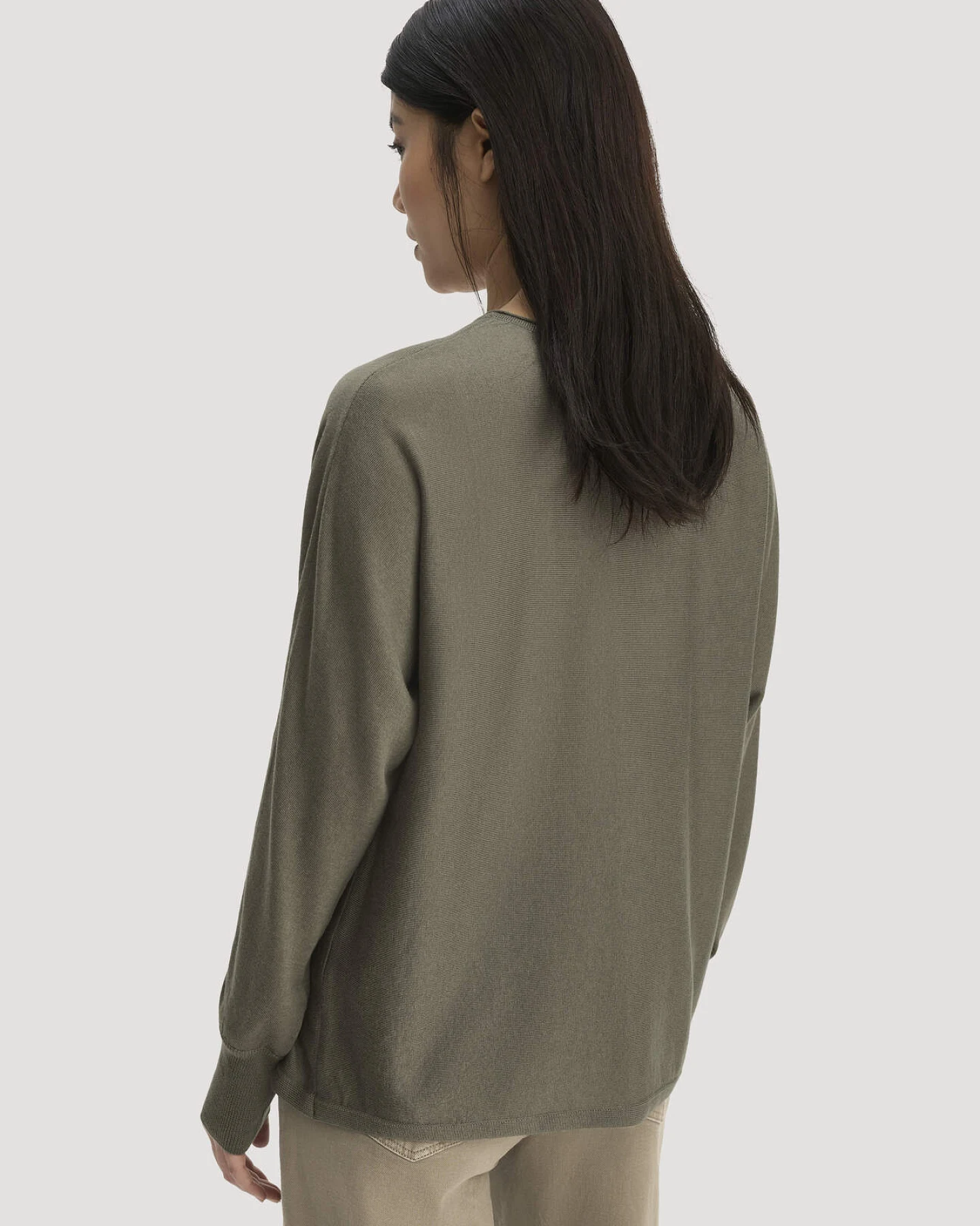 hessnatur Damen Pullover Oversize aus TENCEL™ Lyocell und Bio-Baumwolle - grün - Größe S – Ansicht 3