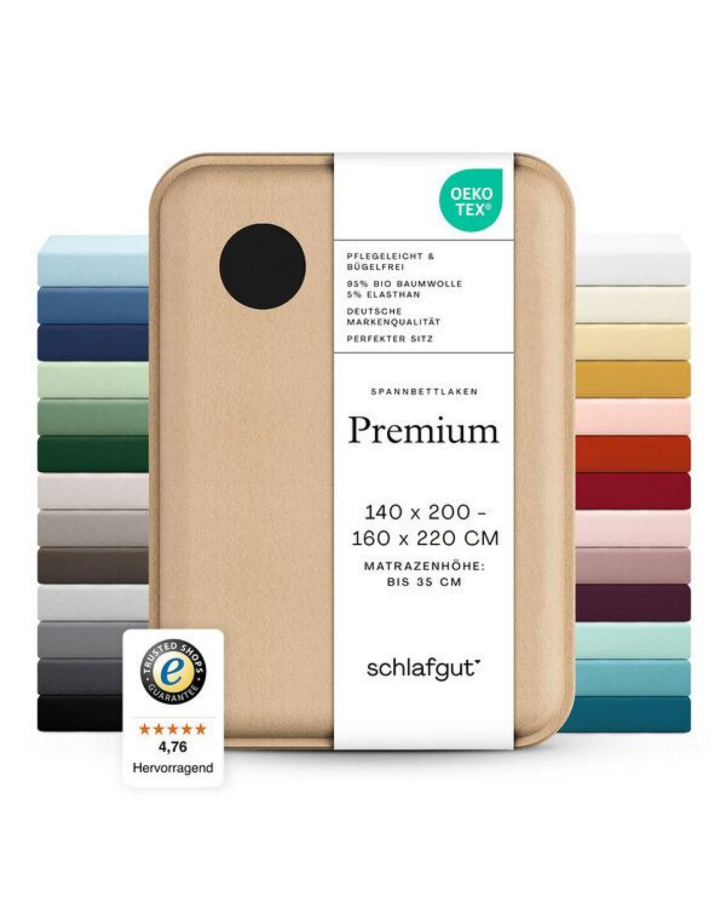 Schlafgut Spannbettlaken Premium - 95% Bio-Makobaumwolle, 5% Elasthan - Matratzenhöhe von 18-35cm – Ansicht 3