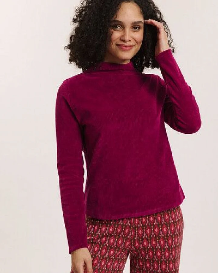 TRANQUILLO Nickicord-Sweatshirt Selinaa aus GOTS-Bio-Baumwolle