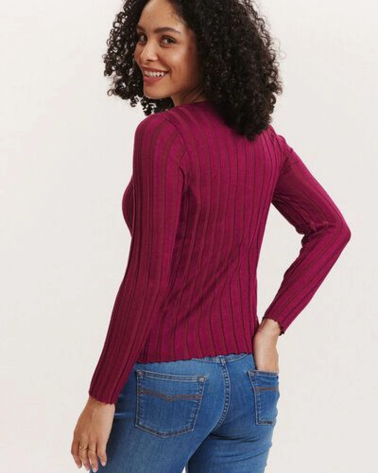 TRANQUILLO Strick-Pullover Katjaa aus EcoVero Rippstrick – Ansicht 2