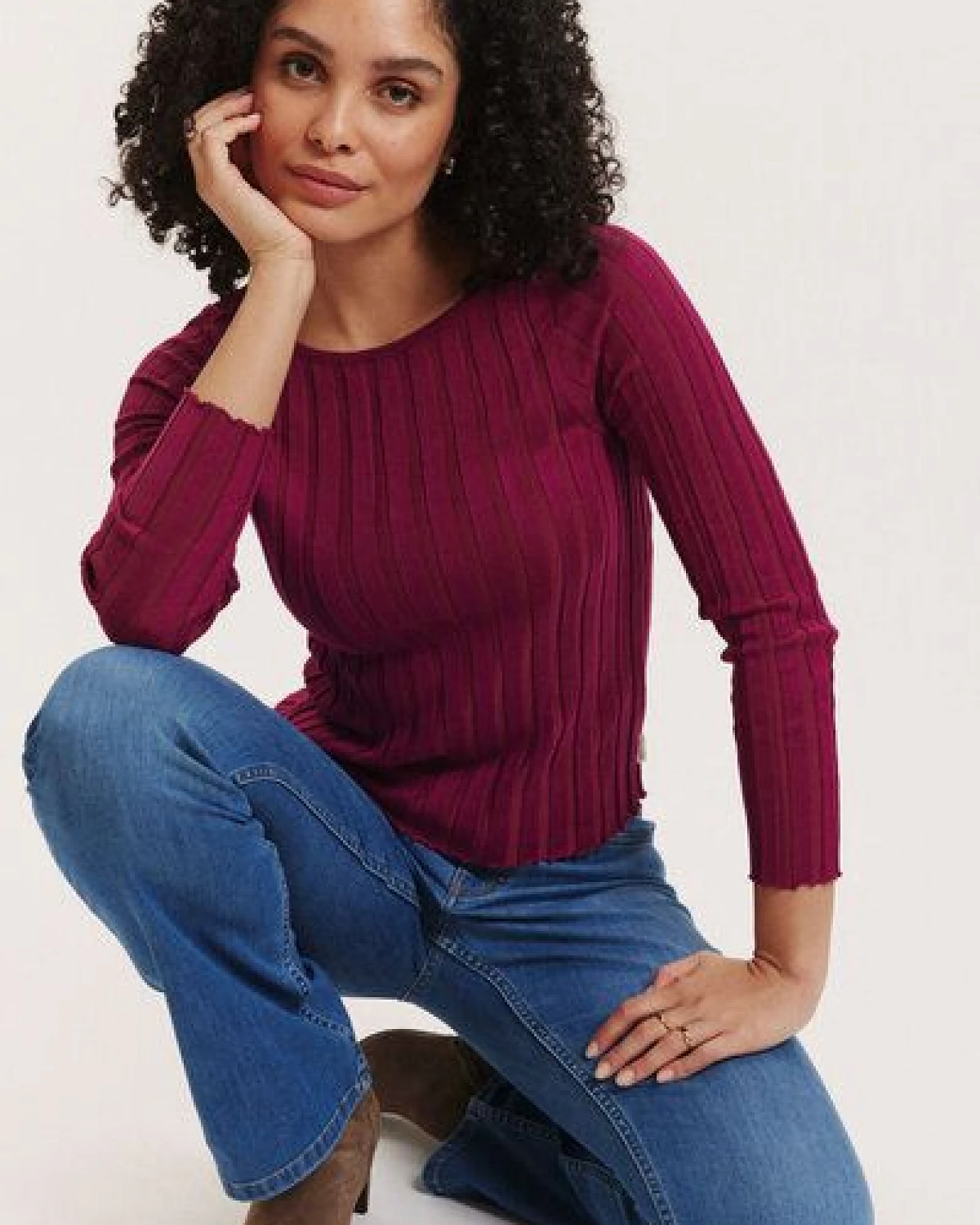 TRANQUILLO Strick-Pullover Katjaa aus EcoVero Rippstrick – Ansicht 4