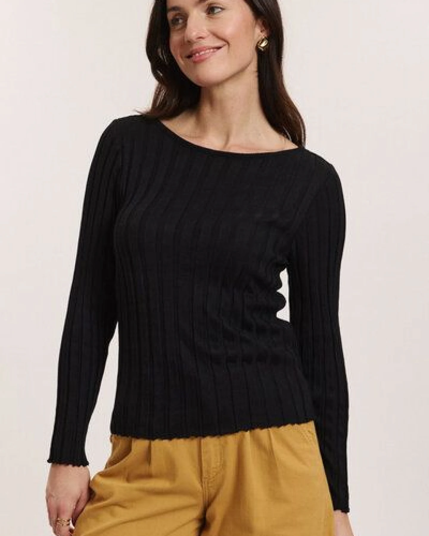 TRANQUILLO Strick-Pullover Katjaa aus EcoVero Rippstrick – Ansicht 2