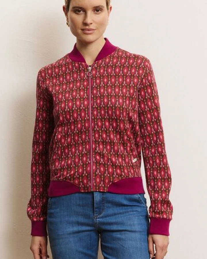 TRANQUILLO Jacquard-Blouson-Jacke Bimbaa aus GOTS-Bio-Baumwolle