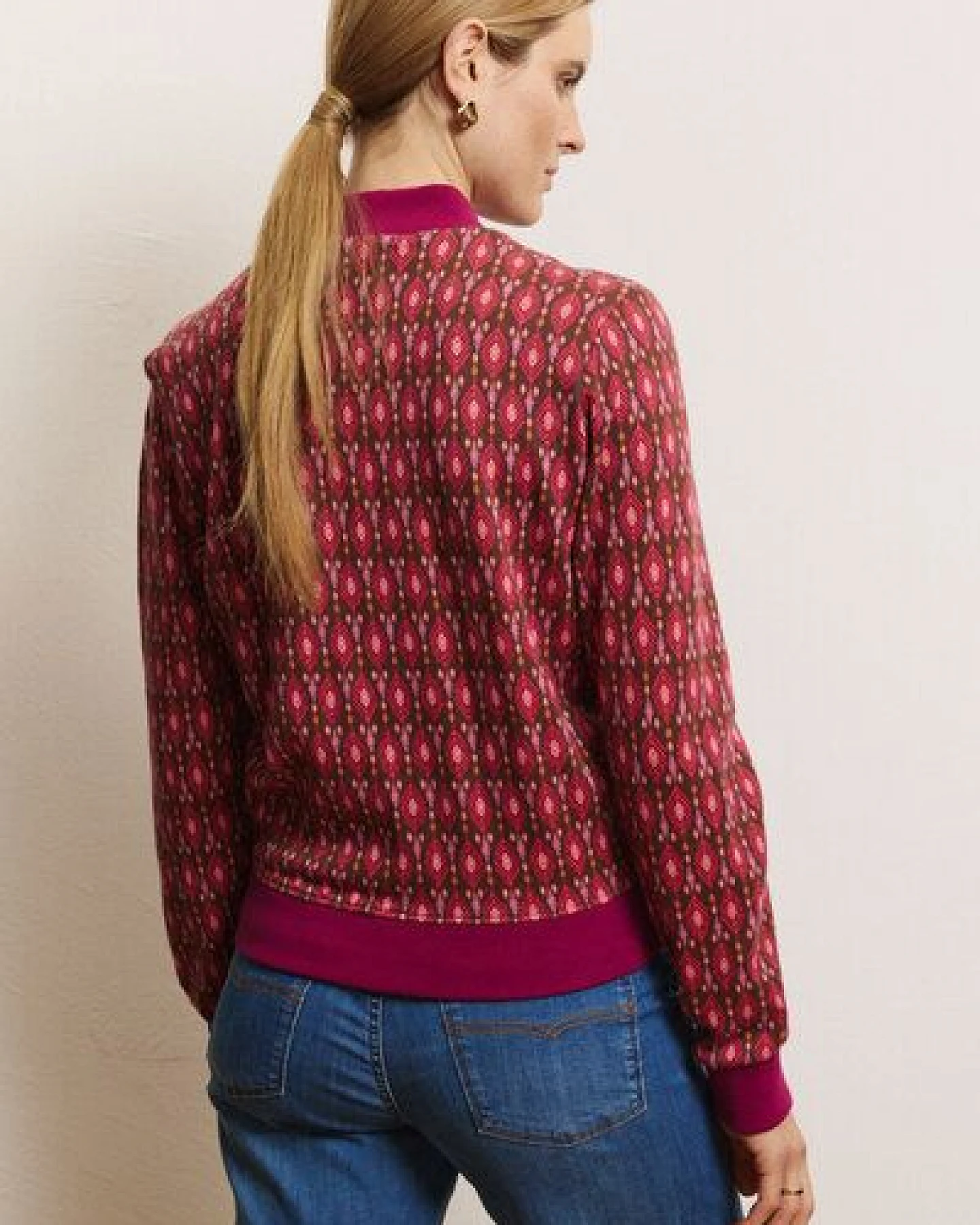 TRANQUILLO Jacquard-Blouson-Jacke Bimbaa aus GOTS-Bio-Baumwolle – Ansicht 2