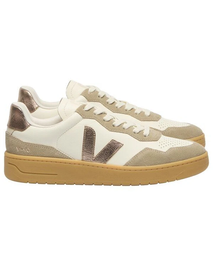 Veja Damen-Sneaker V-90 OT Leather Pure Bronze Natural
