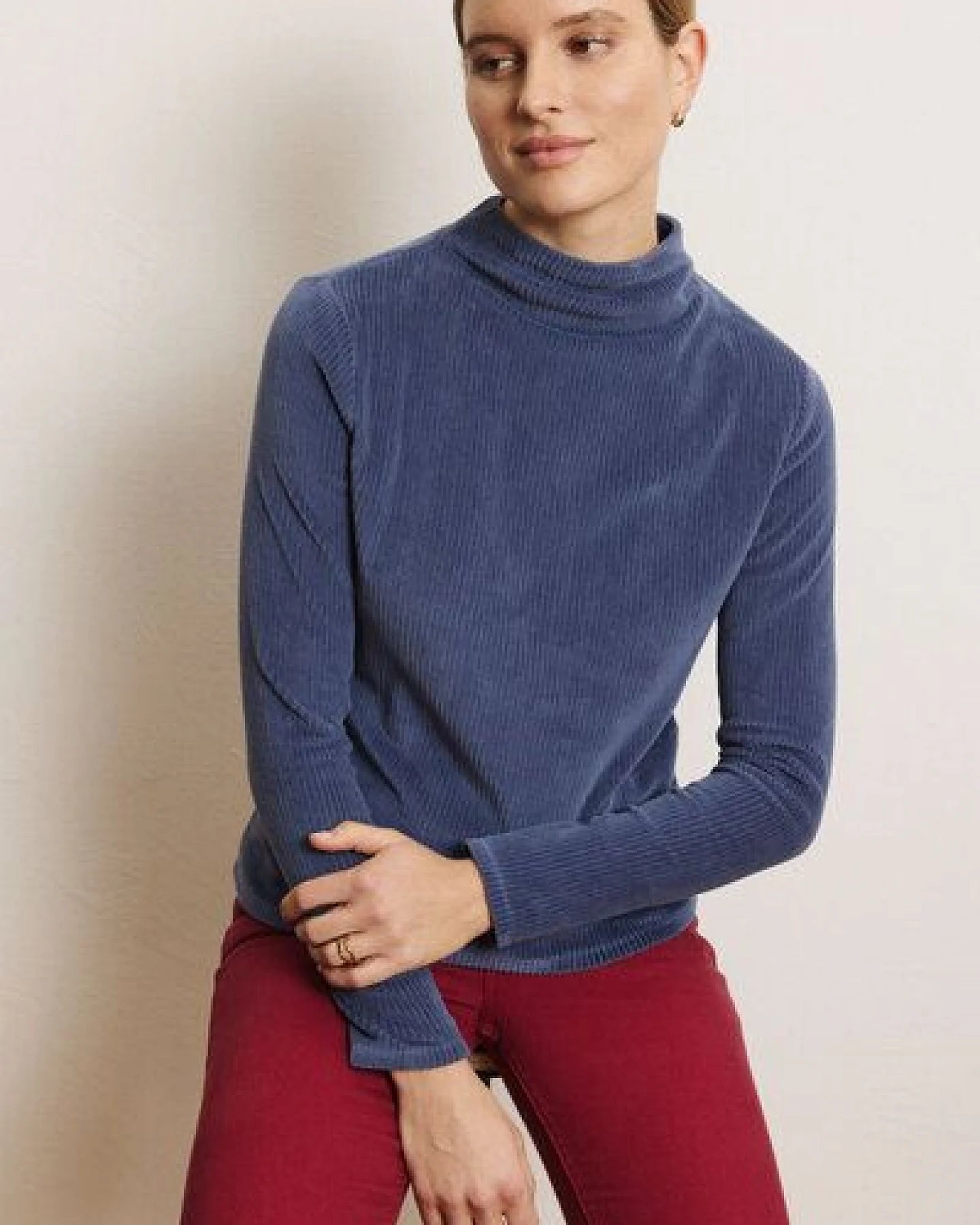 TRANQUILLO Nickicord-Sweatshirt Selinaa aus GOTS-Bio-Baumwolle – Ansicht 2