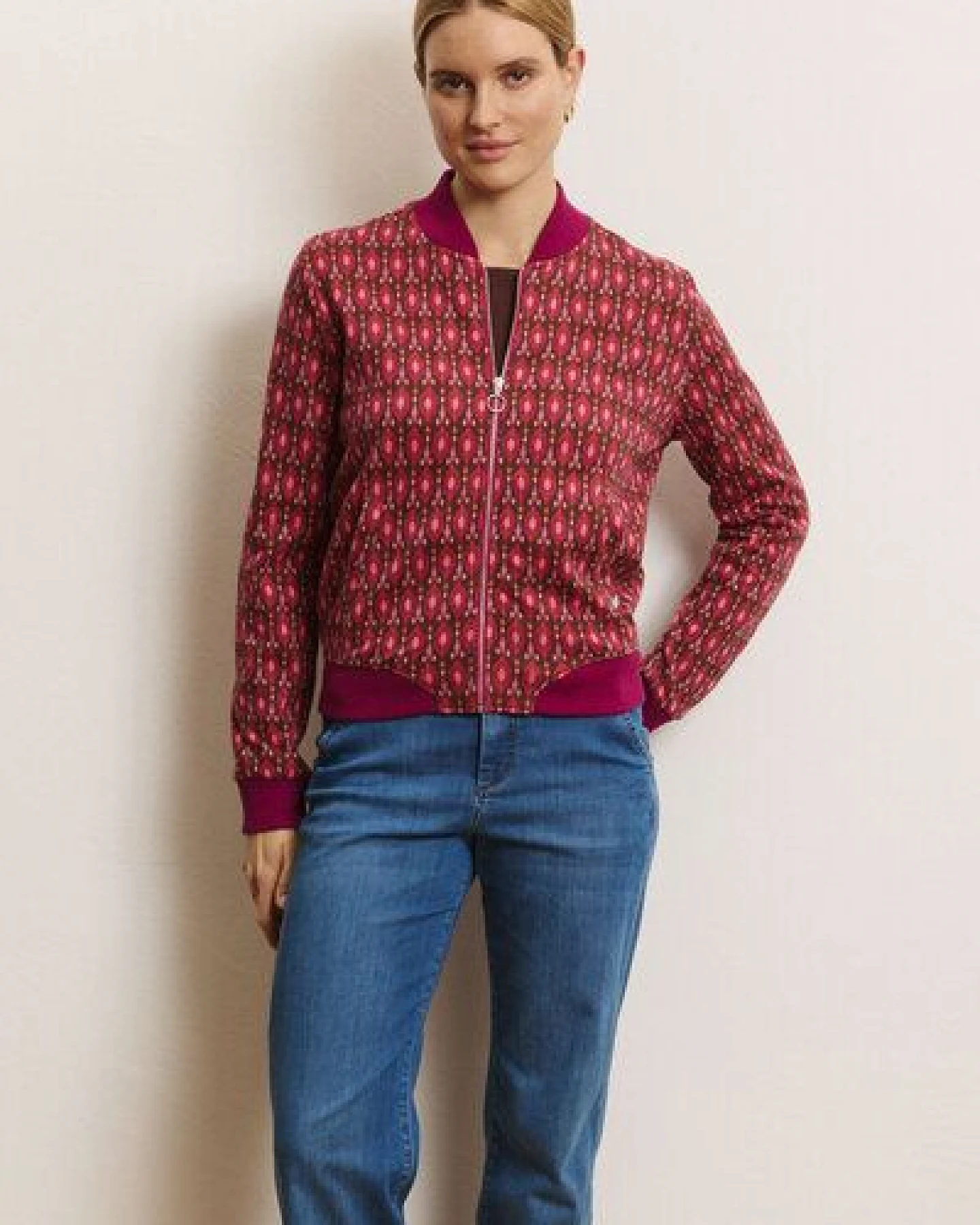 TRANQUILLO Jacquard-Blouson-Jacke Bimbaa aus GOTS-Bio-Baumwolle – Ansicht 4
