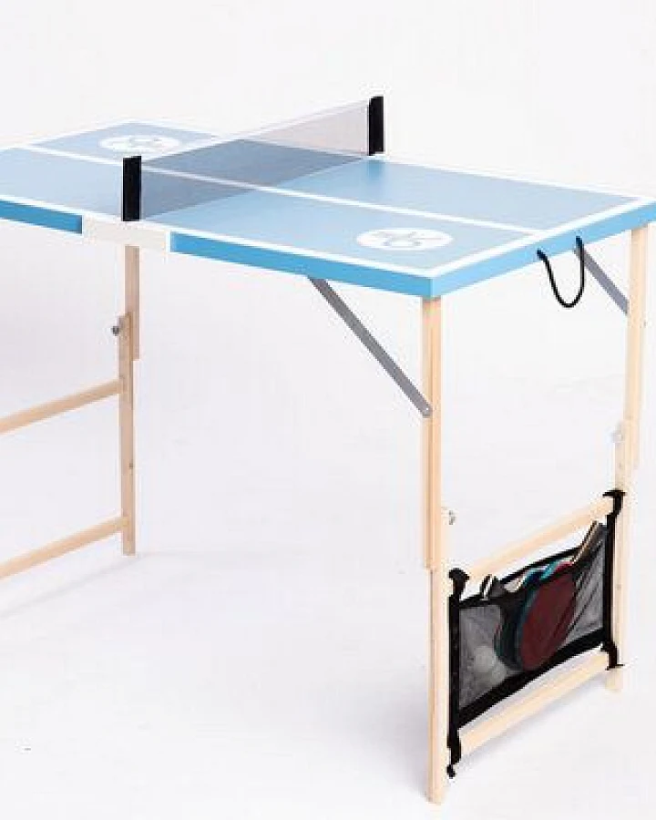 DISH TENNIS DAS NORDLICHT hellblaufarbene Mobile Mini Tischtennisplatte - MADE IN AUSTRIA