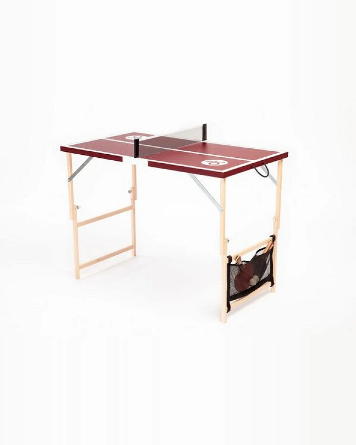 DISH TENNIS DER BURGUNDY dunkelrotfarbene Mobile Mini Tischtennisplatte - MADE IN AUSTRIA