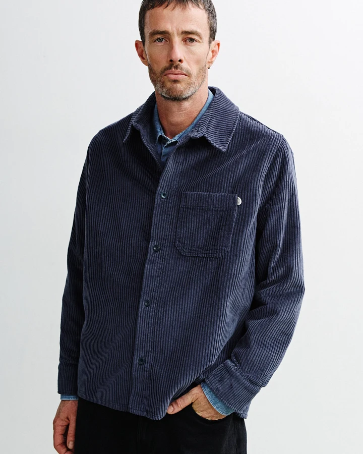 Rotholz Herren vegan Hemd Aus Cord Aschblau