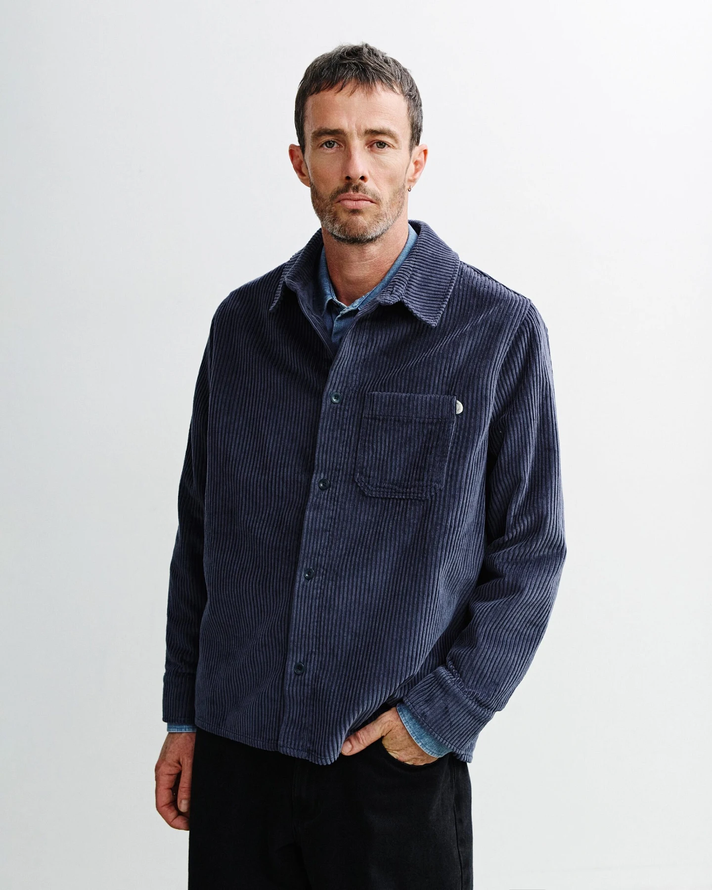 Rotholz Herren vegan Hemd Aus Cord Aschblau – Ansicht 2
