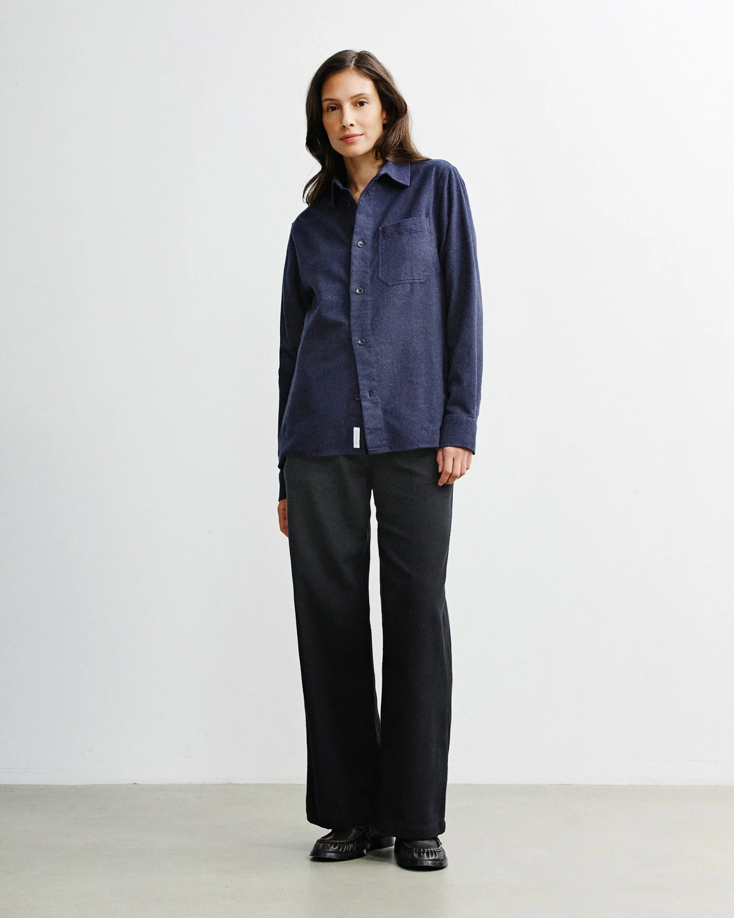 Rotholz Damen vegan Flanellhemd Dunkelblau – Ansicht 2