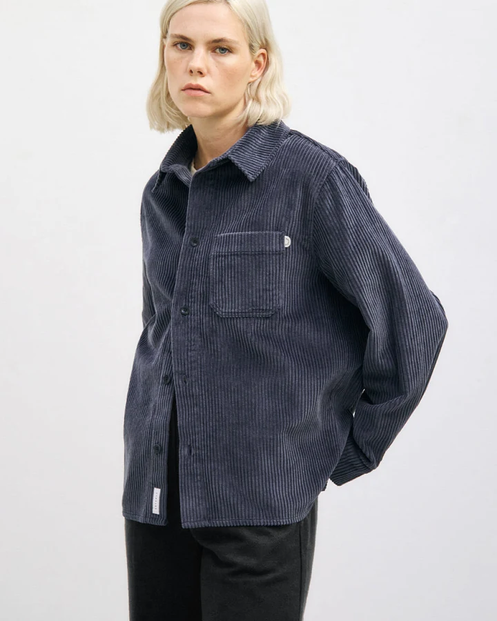 Rotholz Damen vegan Hemd Aus Cord Aschblau