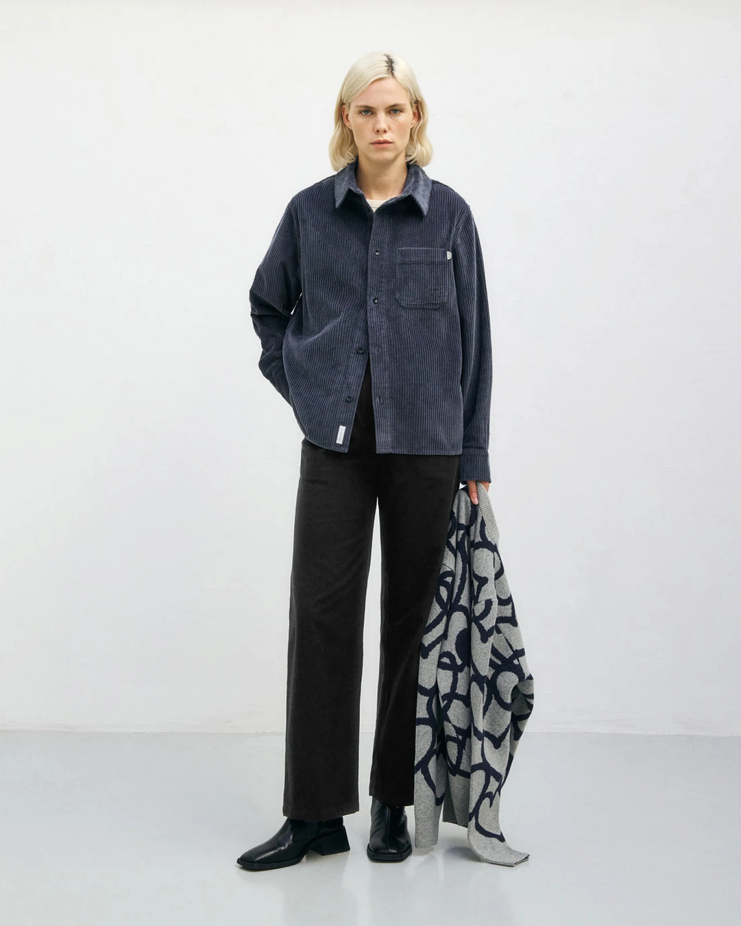 Rotholz Damen vegan Hemd Aus Cord Aschblau – Ansicht 2