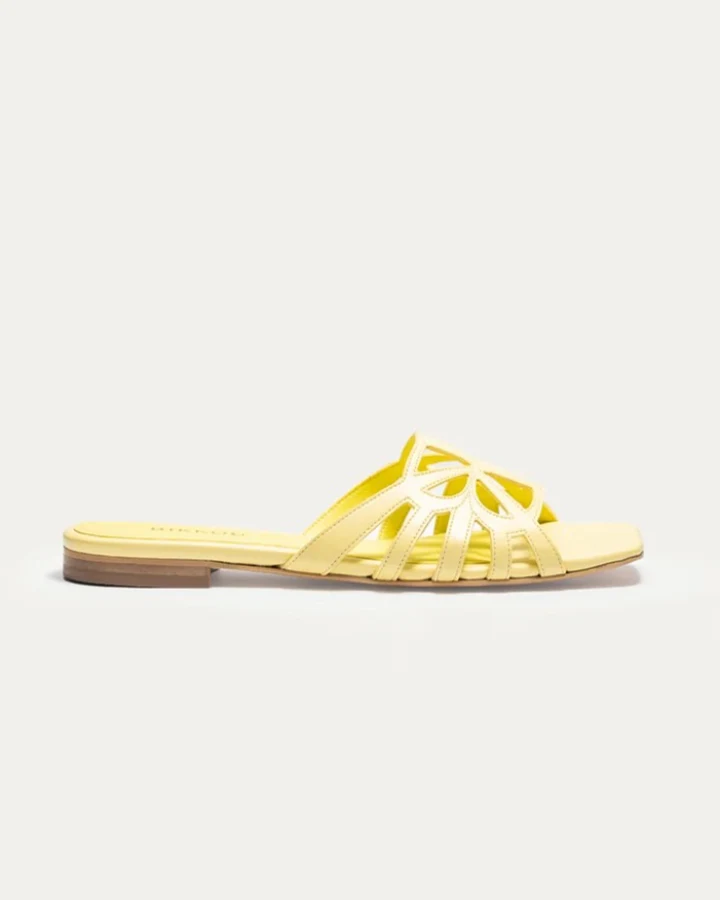 BIKKOU Damen vegan Sandalen 19 Uhr Sonnenuntergang Am Strand Gelb