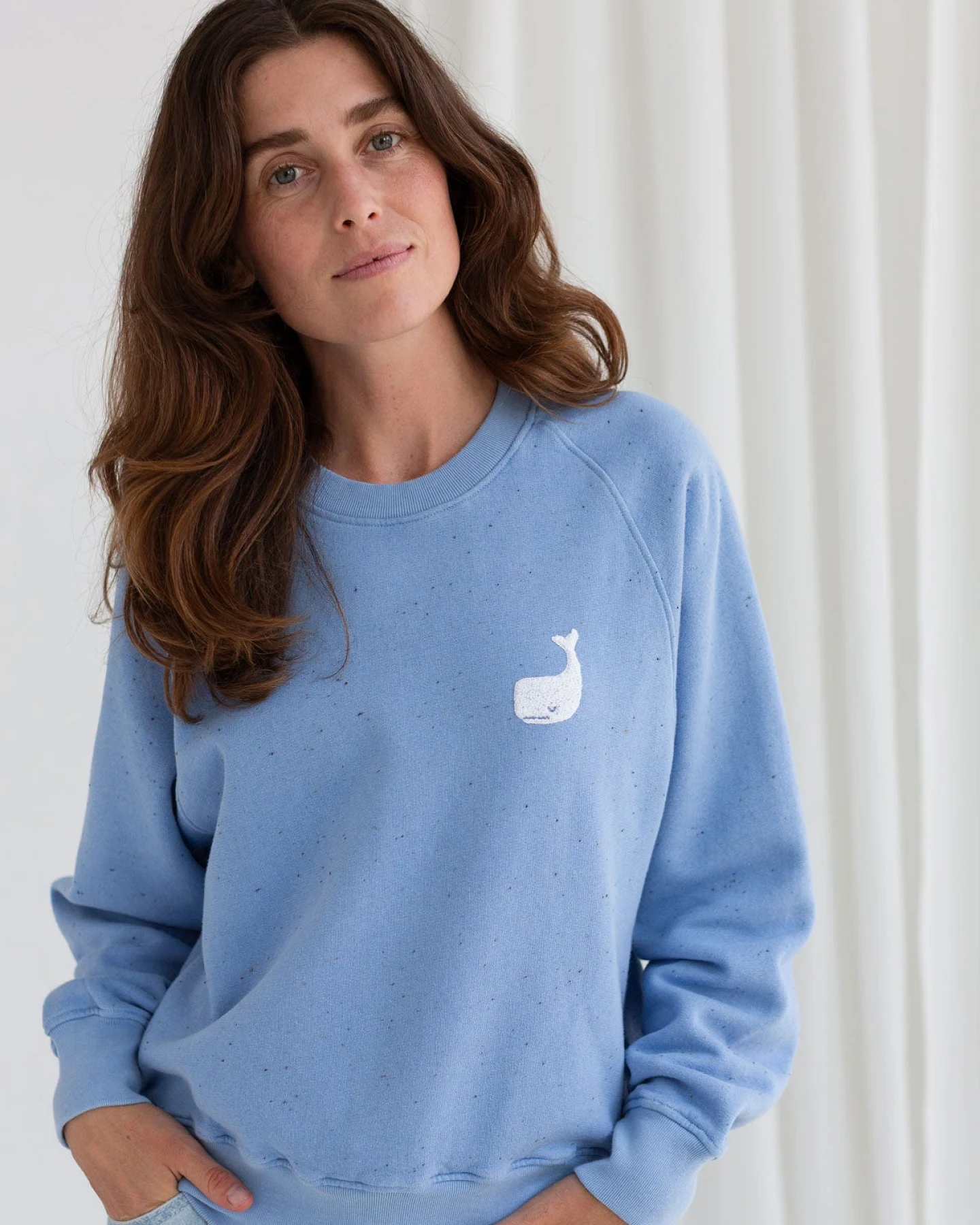 TWOTHIRDS Damen vegan Sweatshirt Leskov Denimblau – Ansicht 2