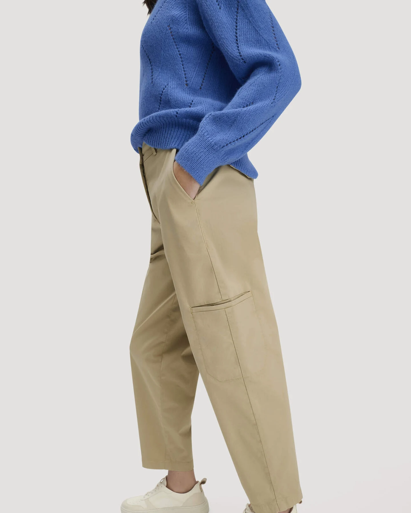 hessnatur Damen Hose Soft Utility Cargo Relaxed aus Bio-Baumwolle - beige - Größe 48 – Ansicht 3