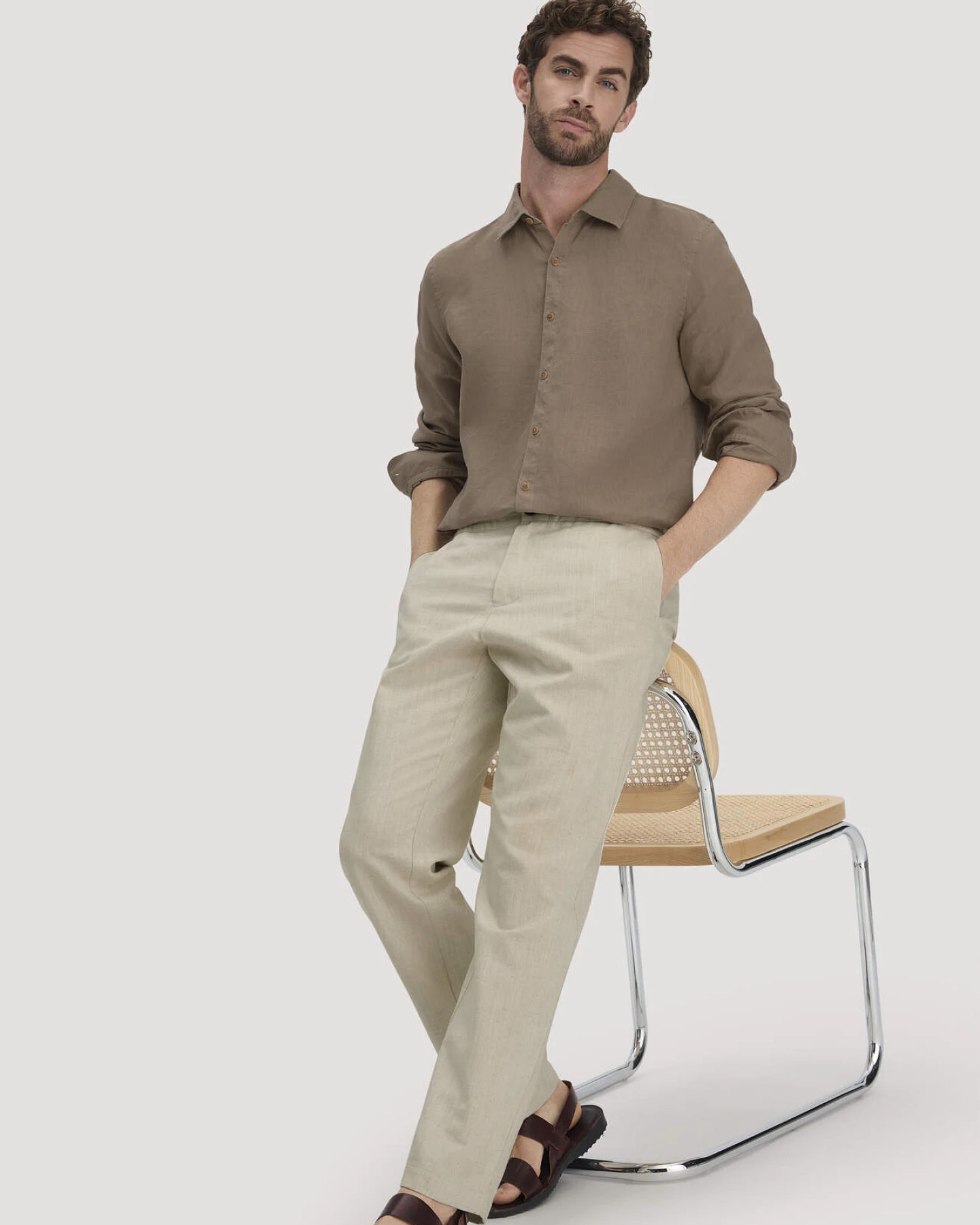 hessnatur Herren Hose ENEA Regular aus Bio-Baumwolle mit Leinen - natur - Größe 38/34 – Ansicht 4